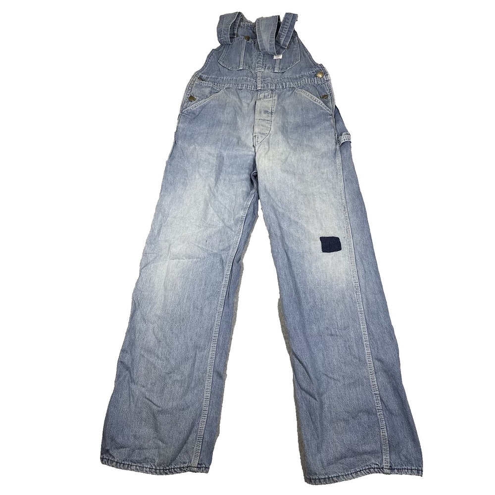 Vintage Duck Head Denim Overalls Men's 34x32 Carpenter Pockets Thrashed Stained